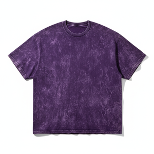 Camiseta de manga corta extragrande con efecto lavado ácido para hombre. Tejido de Punto Premium 100% Algodón 230g Transpirable con Serigrafía de Diseño Mineral Distintivo - Product Image 1