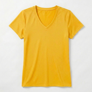 T-shirt col V blanc uni mélangé pour femme, coupe décontractée, manches courtes, classique et respirant – Prix de gros - Product Image 2
