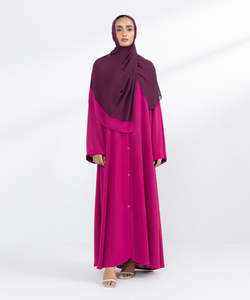 Plus Size <b>Abaya</b> Solid Color Casual Long Sleeve Custom Color Long Sleeve Islamic Clothing Hijab Women <b>Abaya</b> Printed OEM - Product Image 4
