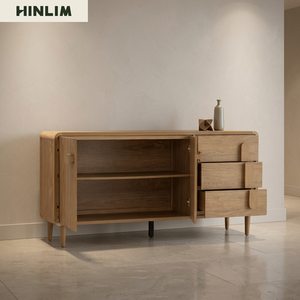 Scandinavian Wood <b>Sideboard</b> Modern Storage Cabinet for Living Room Home Furniture with Wooden Handles - Product Image 2