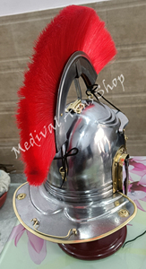 Casco de Centurión Romano Hecho a Mano en Acero Plateado con Pluma Roja, para Reenactamiento Histórico, Halloween y Año Nuevo - Product Image 2