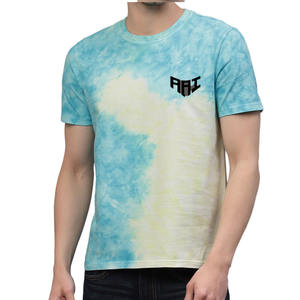 Camiseta de algodón con cuello redondo para hombre al por mayor, personalizada con efecto Tie-Dye, manga corta, estilo urbano, estampado completo, marca privada, suministro OEM ODM - Product Image 1
