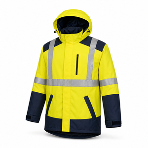 Veste de sécurité haute visibilité réfléchissante, imperméable, à capuche, jaune, en tissu Oxford, unisexe, pour le travail industriel, personnalisable, vente en gros - Product Image 2