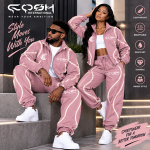 Unisex <b>pink</b> lightweight <b>tracksuit</b> set full zipper jacket matching pants sporty polyester sportswear Stand Collar Regular Fit - Product Image 5