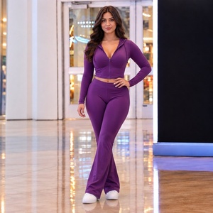 Survêtement en molleton brossé pour femme, marque privée, pour l'hiver, ensemble assorti pour les marques de streetwear - Product Image 4