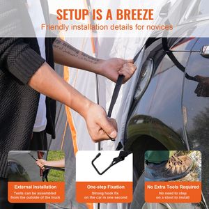 Tenda da Campeggio per SUV con Strato Antipioggia, Tenda per Camion a Doppio Strato 8FT PU2000mm per 2 Persone, Borsa per il Trasporto Inclusa - Product Image 4