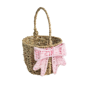 Cestas de Paja Natural Tejidas al por Mayor con Cinta, Cesta de Regalo de Pascua y Navidad Hecha por Artesanos Vietnamitas - Product Image 1