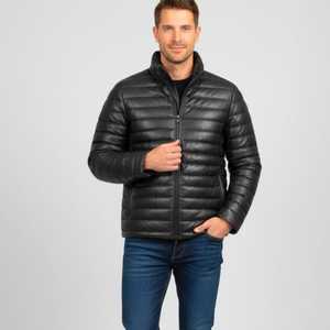Veste rembourrée en cuir véritable de luxe, conçue pour la résistance hivernale, offrant une isolation avancée et un style raffiné. - Product Image 1