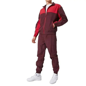 Pantalones Deportivos Unisex Color Granate con Capucha, Cintura Elástica, Bolsillos Laterales, Ropa Casual de Invierno, Felpa, Corte Holgado, Largos, Color Sólido, 2 en 1 - Product Image 2