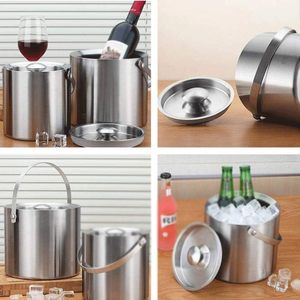 Vente chaude Double paroi seau à glace en acier inoxydable martelé conception de bande pour refroidisseur vin bière Style classique fêtes mariages - Product Image 6