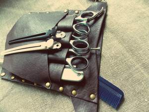 Handcrafted Leather Barber Scissor <b>Pouch</b> Professional Salon Stylist Tool Bag Holster With Waist Strap LBSH-0016 - Product Image 3