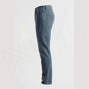 Jean en denim coupe droite délavé foncé pour homme, taille haute, coupe slim, en coton, style décontracté, pantalon d'automne - Product Image 2