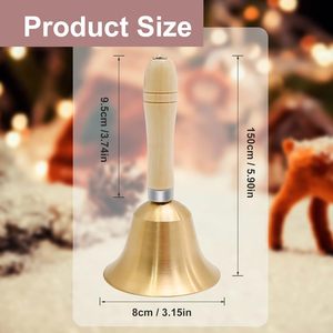 Campana de mano de latón fácil de usar para actividades al aire libre, rituales de templo, sesiones de entrenamiento, con mango de madera y sonido fuerte. - Product Image 2
