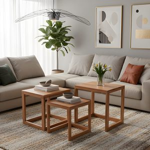 Mesa de Centro de Madera Maciza con Diseño Inteligente y Construcción Sólida, Mueble Elegante para Sala de Estar para Apartamento - Product Image 1