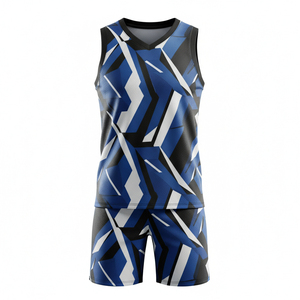 Tenues de basketball personnalisées par le fabricant : Ensemble maillot sans manches col en V et short, anti-boulochage, pour l'entraînement au basketball - Product Image 1