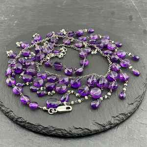 Collar Colgante de Plata de Ley con Amatista Súper Pesada Vintage, Joyería de Lujo Hecha a Mano, Regalo para Mujer - Product Image 1