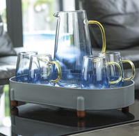 Modernes, multifunktionales 2-teiliges Deko-Tablett-Set aus Kunststoff mit ovalem, geometrischem Kurvendesign für Couchtische und Ramadan-Getränke