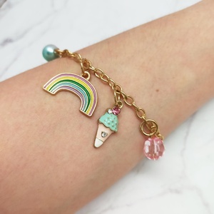 Unicorn Bracelet Chain Whimsical <b>Teacup</b> Colorful Rainbow Ice Cream Bead Accents Epoxy Alloy Graduation Party Everyday Decoration - Product Image 4