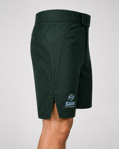 Shorts MMA unisexes pour adultes, vert, anti-transpiration, séchage rapide, coupe classique, logo imprimé sur le devant, ourlet inférieur, polyester/coton - Product Image 2