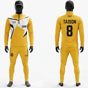 Unisex Rugby Training Suit 220 GSM Polyester <b>Waterproof</b> Fleece Yellow White Black Custom Heat Transfer Logo Full Zip <b>Tracksuit</b> - Product Image 1