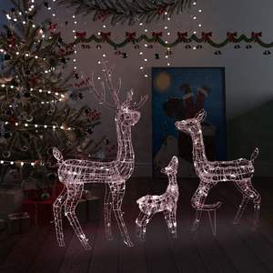 Acryl Rendieren Familie Kerstdecoratie Met 300 Led Warm Witte Lichten - Product Image 1
