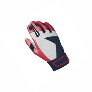 Gants de frappe de baseball pour adultes, rouge, blanc, bleu marine, en cuir rembourré, fermeture auto-agrippante, entraînement unisexe - Product Image 6