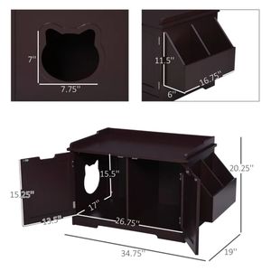Lettiera Intelligente per Gatti in Stile Legno Marrone, Ampio Spazio Interno, Facile da Pulire, Toilette per Gatti, Comodino di Lusso, Tavolino Realizzato in PP PC, Taglia XXL - Product Image 4