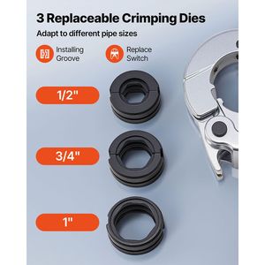 Utensile Idraulico a Pressione Professionale con Ganasce da 1/2", 3/4", 1" per Crimpatura Tubi in Rame con Spazi Ristretti per Raccordi in Rame - Product Image 3