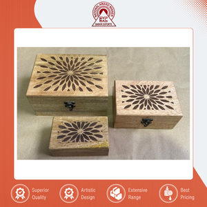 Professional Manufacturer Selling Made in India Engraved Mango Wood <b>Box</b> Rectangular Wooden <b>Storage</b> <b>Box</b> for Home Use - Product Image 2