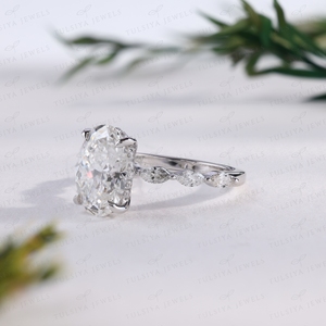 Elegant Oval <b>Crystal</b> Solitaire <b>Ring</b> Sparkling Marquise Stacking <b>Ring</b> White Gold Wedding Band Women <b>Ring</b> Custom Jewelry - Product Image 2