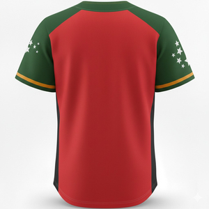 เสื้อฟุตบอลสีแดงเขียวแบบยูนิเซ็กซ์ แขนสั้น ระบายเหงื่อได้ดี พิมพ์ลายดิจิทัล คอกลม ระบายอากาศได้ดี สามารถสั่งทำชื่อทีมได้ ลายเส้นสปอร์ต - Product Image 2