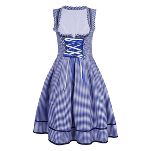 Robe Dirndl décontractée personnalisée, imprimée, lavable et respirante pour femme, broderie allemande Oktoberfest, unie, longueur genou, demi-manches - Product Image 4
