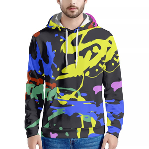 Nouveau sweat à capuche tie-dye personnalisé pour homme, pull décontracté en tricot, imprimé spirale jaune et bleu, style poche, sweats à capuche pour homme - Product Image 1