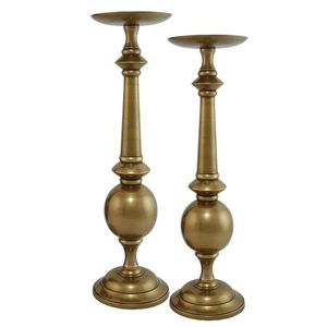 Portavelas de aluminio vintage inspirado en un diseño clásico para espacios interiores tradicionales y rústicos - Product Image 1