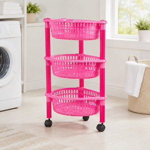 3Set High Eco-Friendly Foldable Plastic Storage Trolley Spice Organizer <b>Rack</b> for <b>Kitchen</b> Office Bathroom Home Portable Durable - Product Image 5