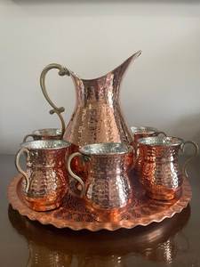 Handcrafted Copper Pitcher With Hammered Texture And Handle <b>Large</b> Capacity Home Drinkware - Product Image 5