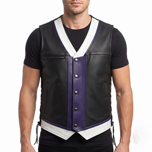 <b>Men</b> Button Down <b>Leather</b> <b>Waistcoat</b> <b>Men's</b> <b>Leather</b> Sleeveless Vest <b>Men's</b> V-Neck <b>Leather</b> Waist Coat <b>Men</b> <b>Leather</b> Pockets Vest - Product Image 6