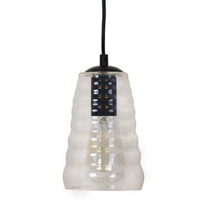 Lustre suspendu industriel Torus Long avec verre transparent, luminaires suspendus haut de gamme - Product Image 1