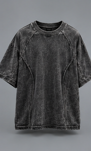 T-shirt rose uni surdimensionné pour homme, manches courtes, col rond, design superposé, style streetwear - Product Image 1