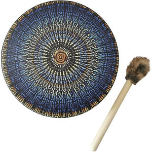 Tambour chamanique magnifiquement peint, cadre en bois traditionnel, style vintage, adapté à la méditation et aux rituels - Product Image 4