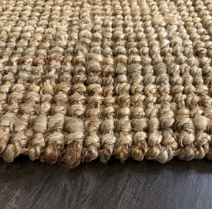 Alfombra de Yute Abstracta Tejida a Mano |   Alfombra Antideslizante Ecológica de Estilo Boho Rústico Natural - Product Image 5