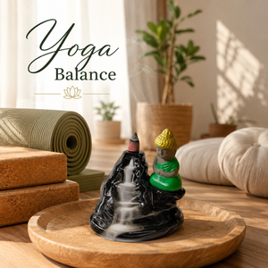 Brûleur d'encens artisanal Bouddha Montagne |   Support de fumée en cascade à refoulement en céramique pour aromathérapie, méditation, décoration intérieure, cadeau, bureau - Product Image 4