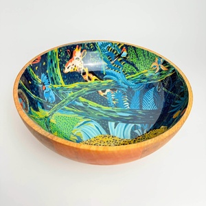 Bol en bois émaillé imprimé sur mesure, écologique, fait main, pour servir le riz et les aliments, vaisselle durable, vente en gros pour B2B - Product Image 3