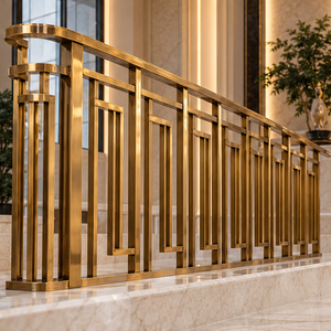 Rampe en laiton moulé avec des cadres rectangulaires imbriqués pour villas de luxe, balustrade et main courante - Product Image 4