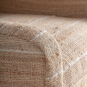 Fauteuil d'appoint contemporain pour intérieur, en teck massif, avec revêtement en tissu texturé, fauteuil de luxe pour résidence, villa, hôtel - Product Image 5