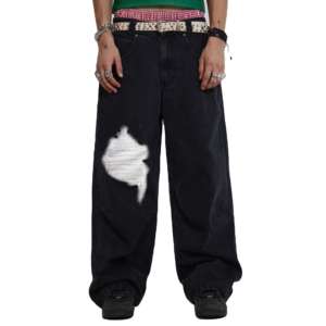 Pantalones Vaqueros Rectos Casuales para Hombre, Estilo Vintage, Cintura Media, Color en Contraste, Hip Hop, Streetwear, Ecológicos, Desgastados, para Chicos - Product Image 6