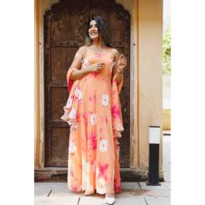 Conjunto de Traje de Gasa con Estampado Tie-Dye Color Rosa Melocotón - Talla XS - Product Image 4