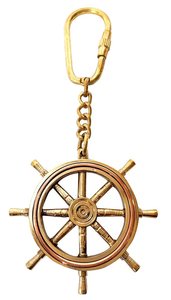 Porte-clés artisanal vintage en laiton en forme de roue de bateau, accessoire de collection nautique et maritime, cadeau - Product Image 6