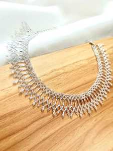Hot Selling <b>Silver</b> Bead Gorgeous Hand-Embroidered Necklace with High-Quality Glass Beads Looks and Evening Statement By UO INDIA - Product Image 6