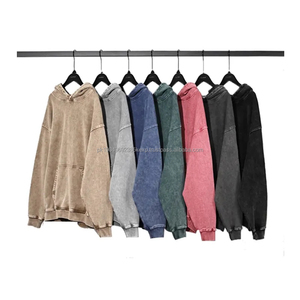 เสื้อฮู้ดดี้ผ้าฝ้าย 100% ซักกรด รุ่น Heavy Plain ซีรีส์ Unisex สไตล์วินเทจ ทรงหลวม ไหล่ตก - Product Image 1